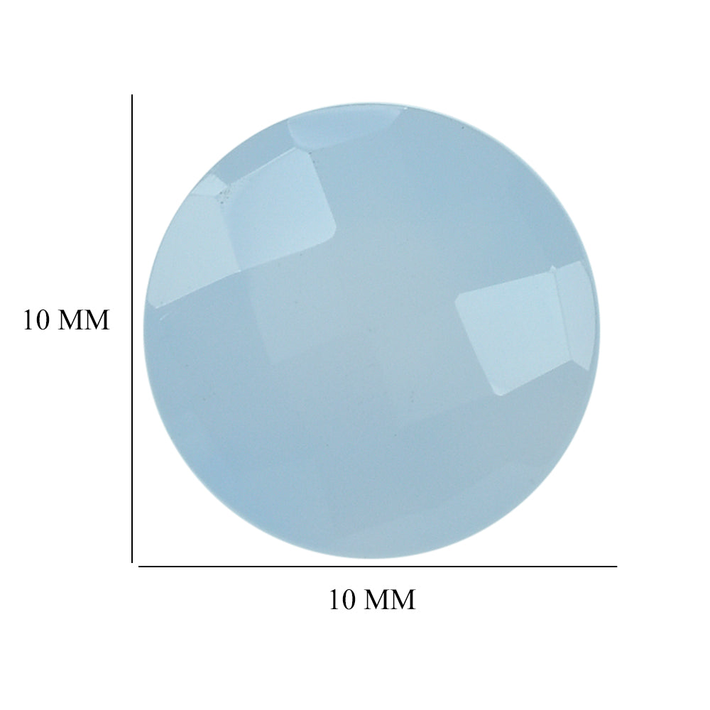 NATURAL CHALCEDONY CHECKER CUT ROUND 10.00MM 3.13 Cts.
