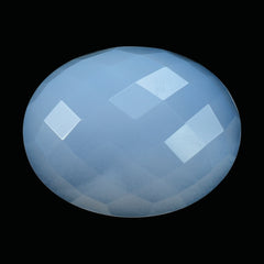 NATURAL CHALCEDONY CHECKER OVAL CAB 24X19MM 28.66 Cts.