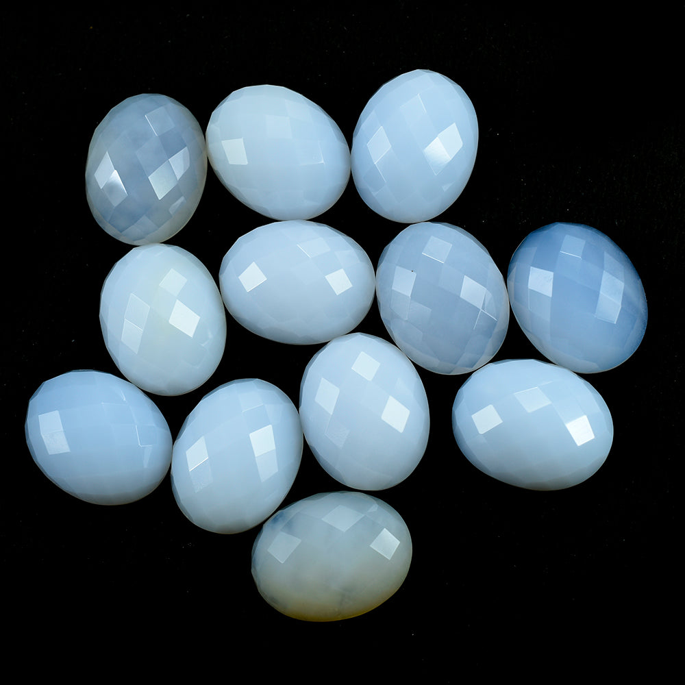 NATURAL CHALCEDONY CHECKER OVAL CAB 24X19MM 28.66 Cts.