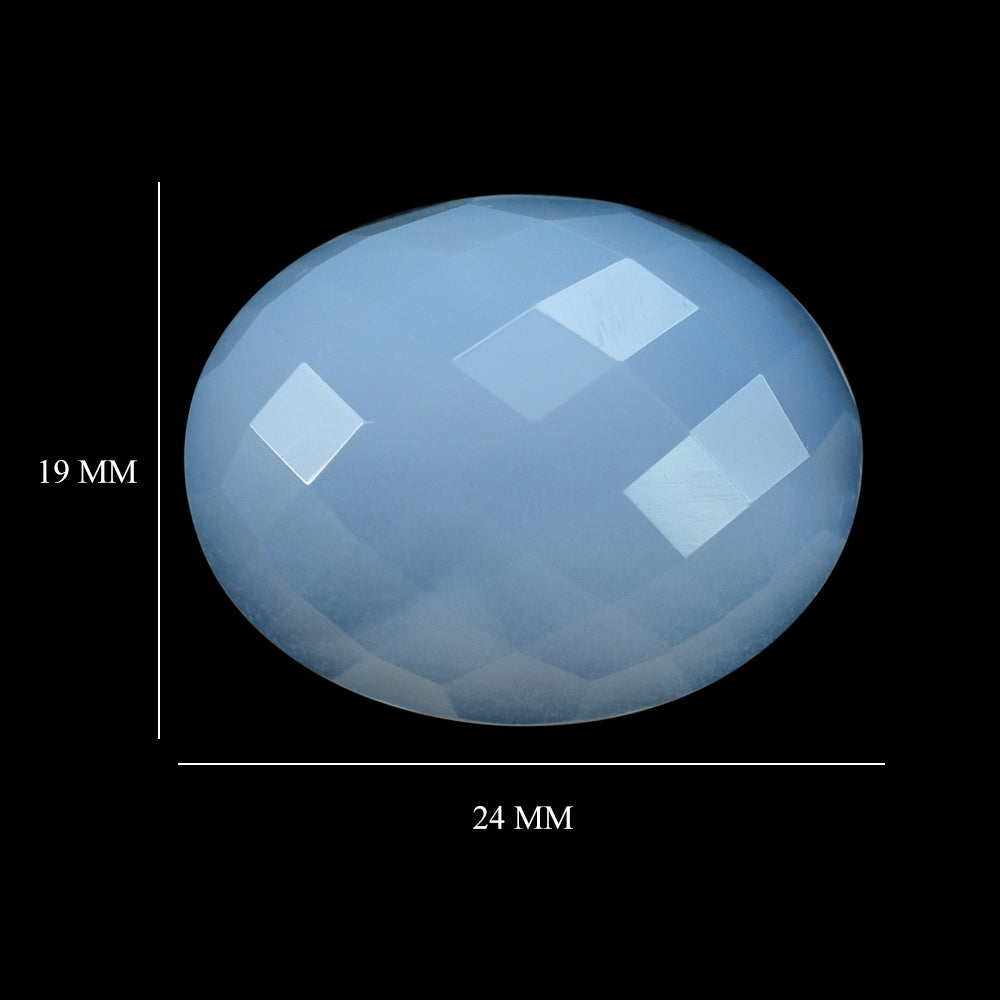 NATURAL CHALCEDONY CHECKER OVAL CAB 24X19MM 28.66 Cts.