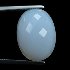 NATURAL CHALCEDONY CHECKER OVAL CAB 20X15MM 18.30 Cts.
