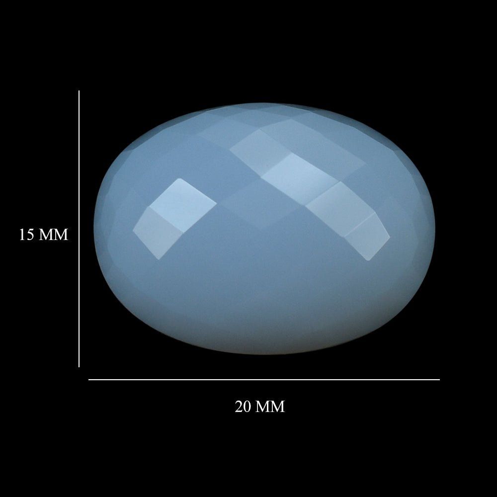 NATURAL CHALCEDONY CHECKER OVAL CAB 20X15MM 18.30 Cts.