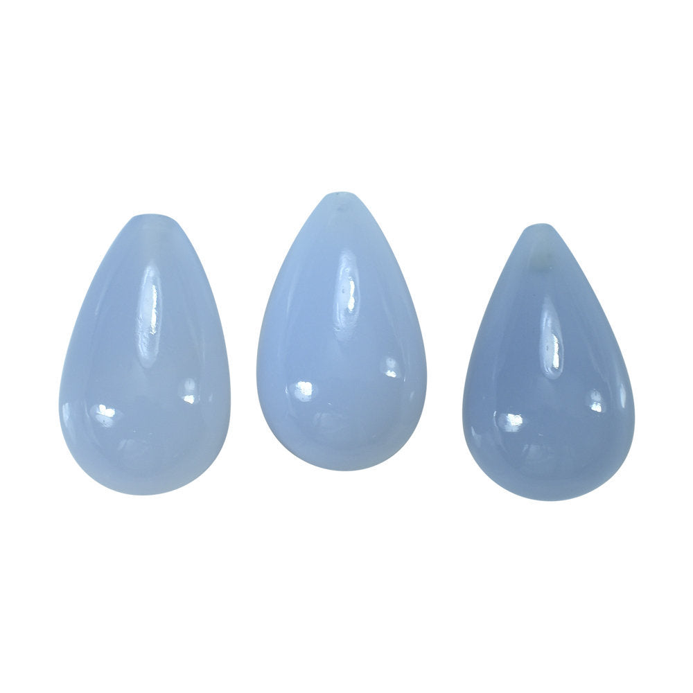 NATURAL BLUE CHALCEDONY PLAIN DROP (HALF DRILL) (MEDIUM/CLEAN)  18X11MM 13.28 Cts.