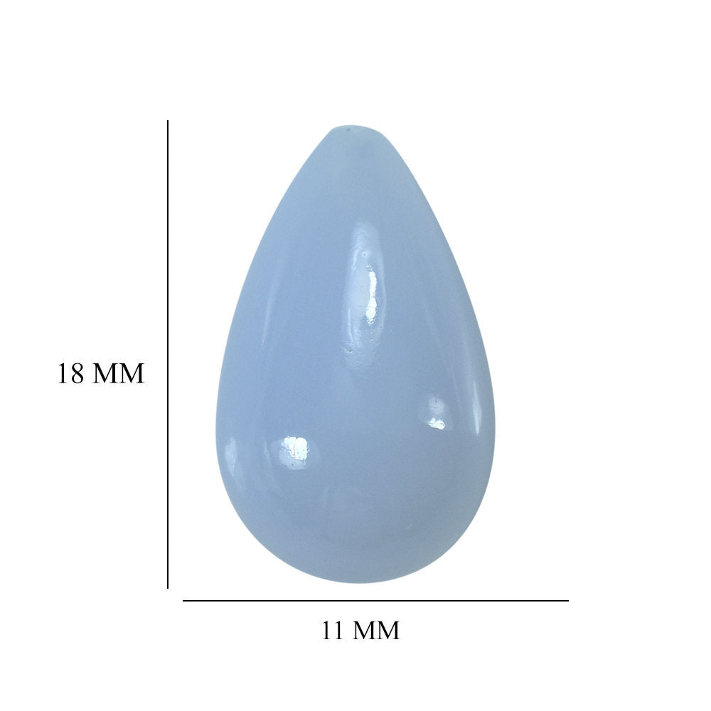 NATURAL BLUE CHALCEDONY PLAIN DROP (HALF DRILL) (MEDIUM/CLEAN)  18X11MM 13.28 Cts.