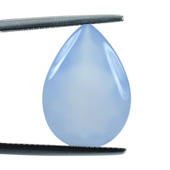 NATURAL BLUE CHALCEDONY BUFFTOP PEAR 20X14MM 12.78 Cts.