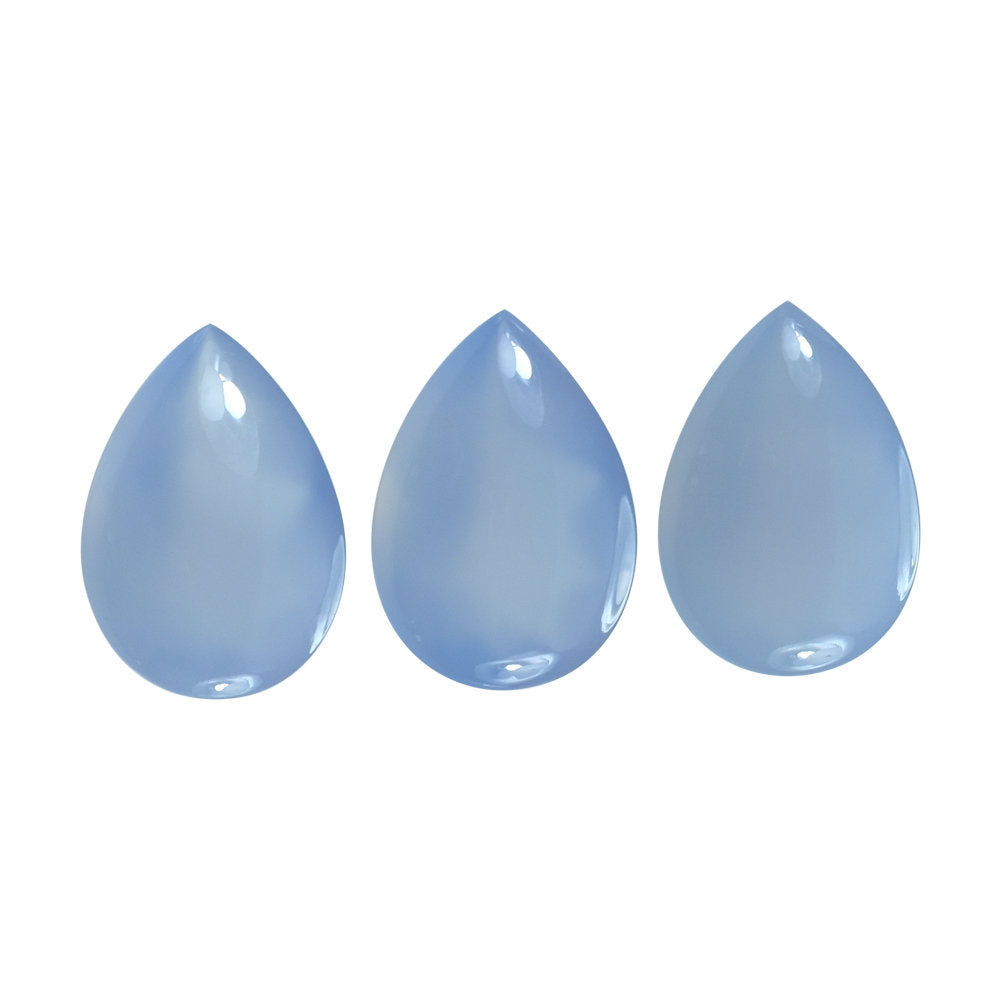 NATURAL BLUE CHALCEDONY BUFFTOP PEAR 20X14MM 12.78 Cts.