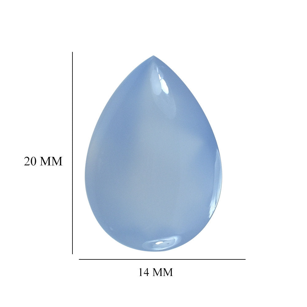 NATURAL BLUE CHALCEDONY BUFFTOP PEAR 20X14MM 12.78 Cts.