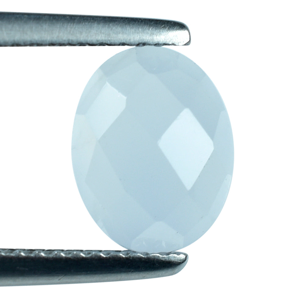 NATURAL CHALCEDONY CHECKER OVAL CAB 9X7MM 1.36Cts.