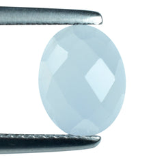 NATURAL CHALCEDONY CHECKER OVAL CAB 9X7MM 1.36Cts.