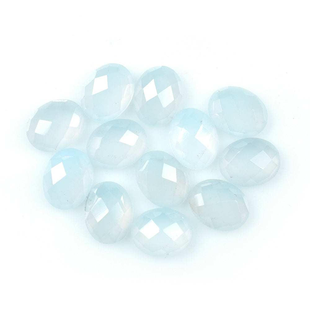 NATURAL CHALCEDONY CHECKER OVAL CAB 9X7MM 1.36Cts.