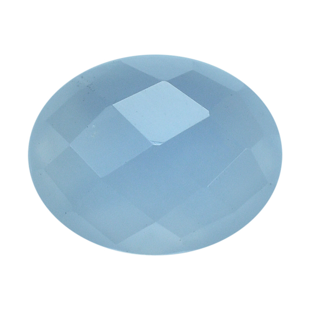 NATURAL CHALCEDONY CHECKER OVAL CAB 9X7MM 1.35Cts.