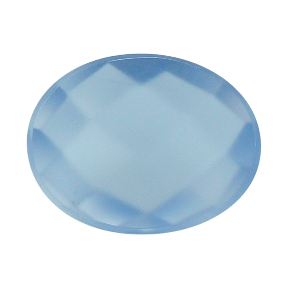 NATURAL CHALCEDONY CHECKER OVAL CAB 9X7MM 1.35Cts.