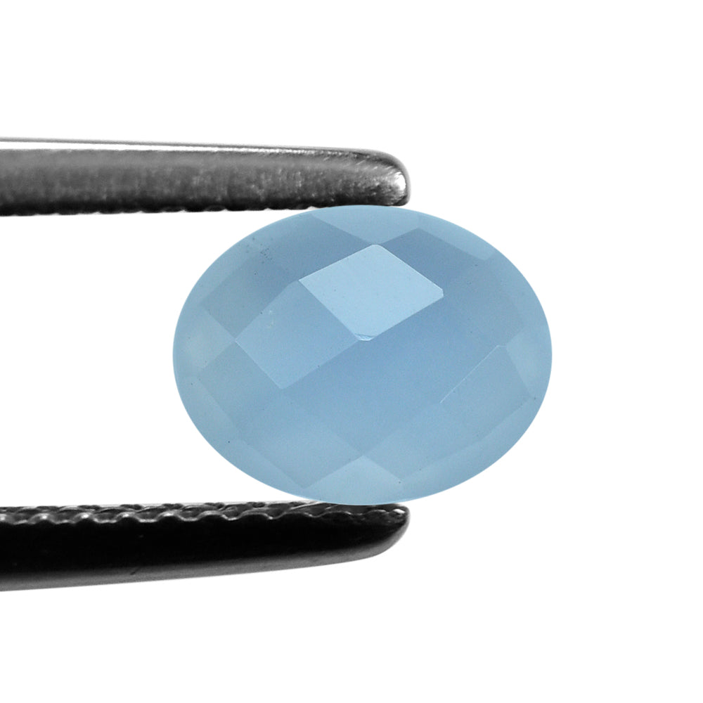 NATURAL CHALCEDONY CHECKER OVAL CAB 9X7MM 1.35Cts.