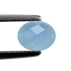 NATURAL CHALCEDONY CHECKER OVAL CAB 9X7MM 1.35Cts.