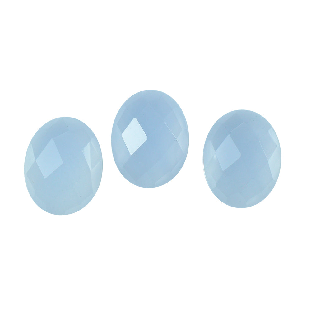 NATURAL CHALCEDONY CHECKER OVAL CAB 9X7MM 1.35Cts.
