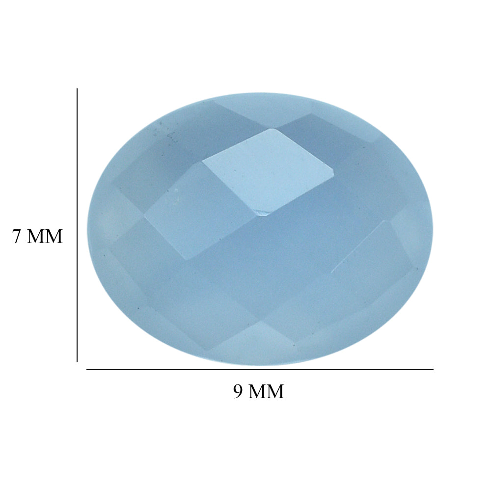 NATURAL CHALCEDONY CHECKER OVAL CAB 9X7MM 1.35Cts.