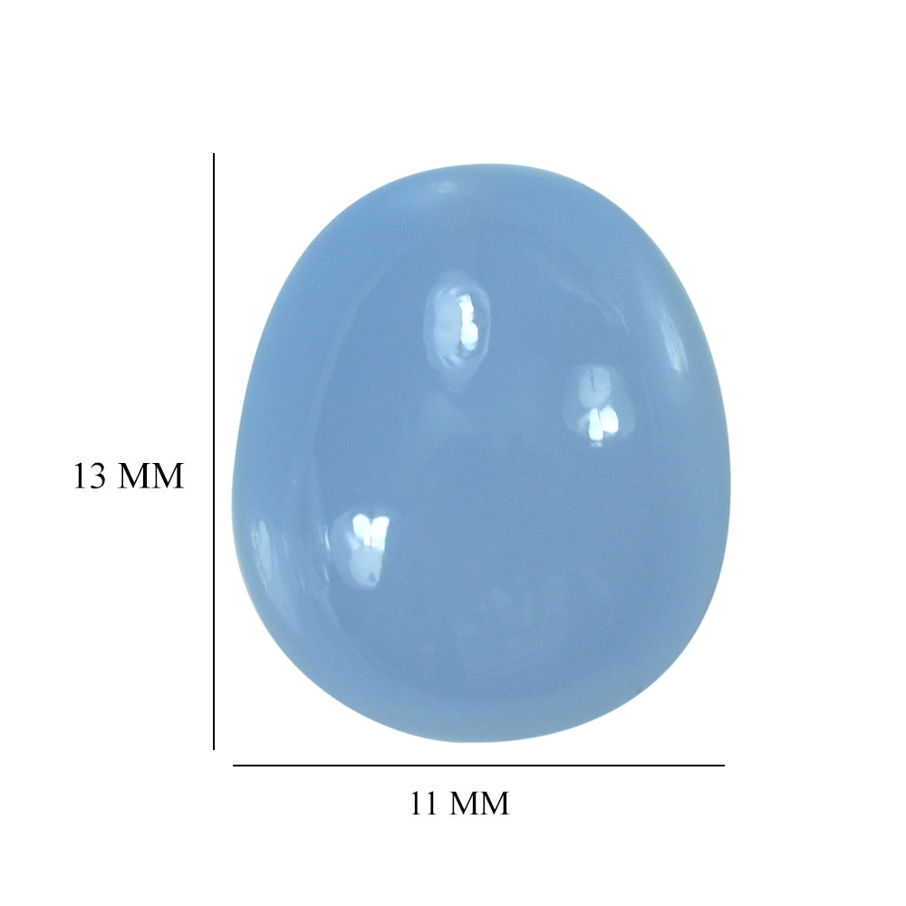 NATURAL CHALCEDONY PLAIN EGG DROP (HALF DRILL) 13X11MM 11.7Cts.