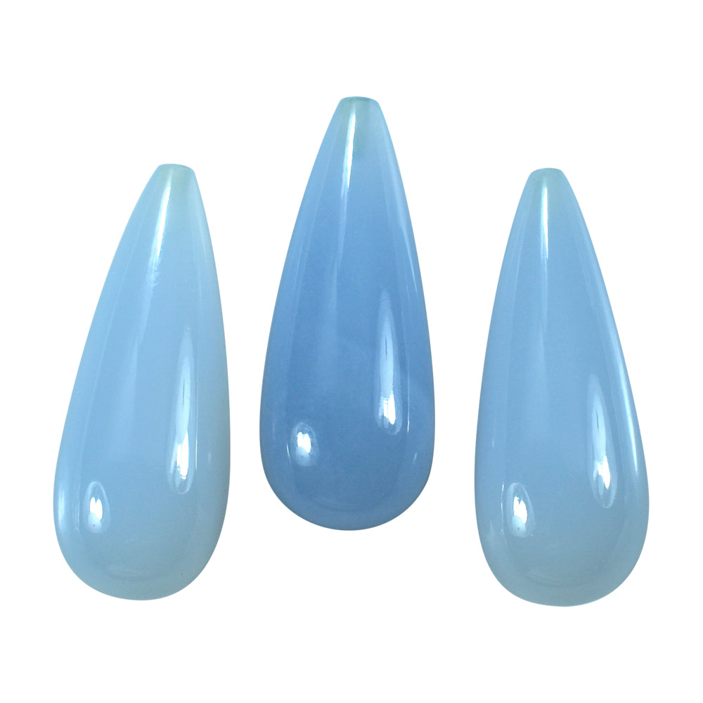 NATURAL CHALCEDONY PLAIN DROP (HALF DRILL) 25X10MM 15.52Cts.