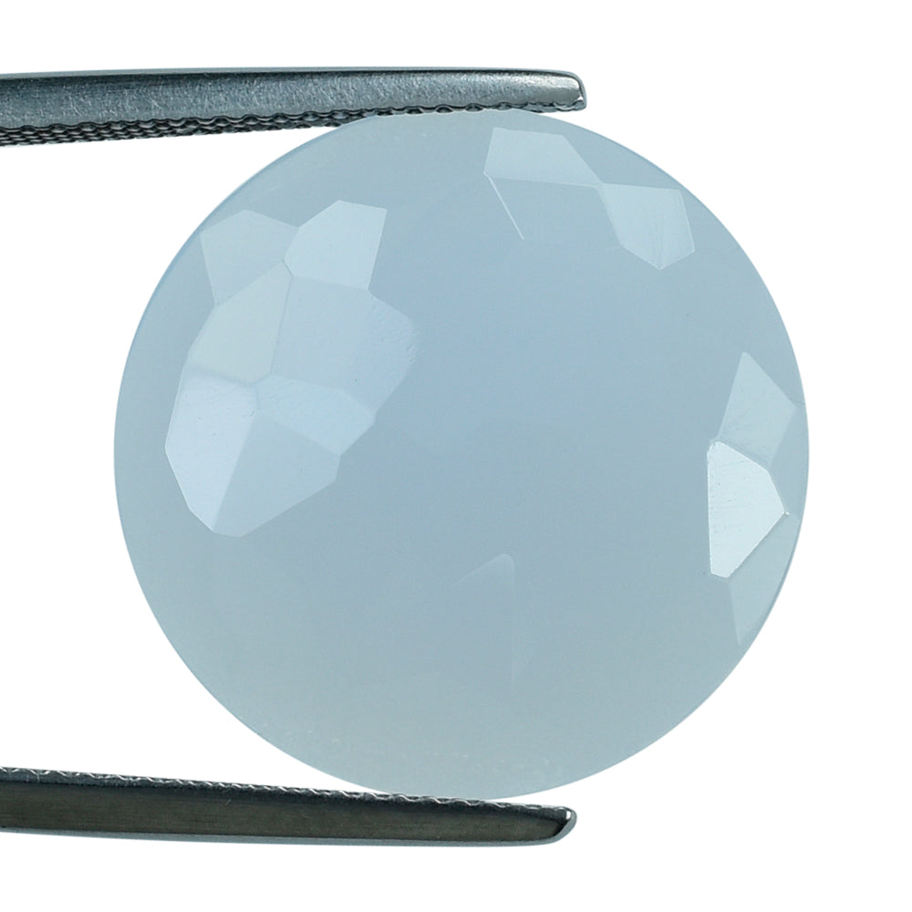 NATURAL CHALCEDONY IRREGULAR CUT FLAT ROUND CAB 20MM 10.6Cts.