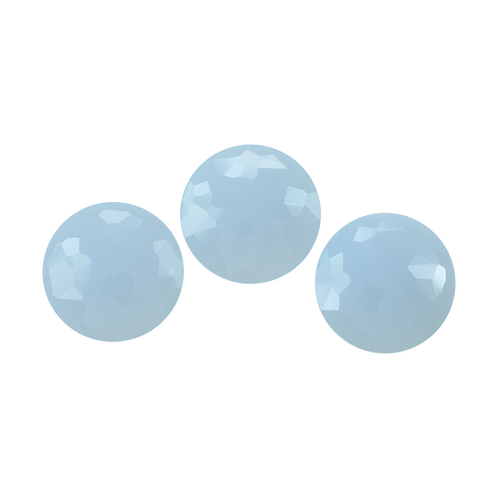 NATURAL CHALCEDONY IRREGULAR CUT FLAT ROUND CAB 20MM 10.6Cts.