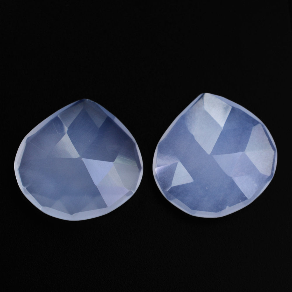 NATURAL CHALCEDONY ROSE CUT BRIOLETTE IRREGULAR PEAR 13MM 3.55 Cts.