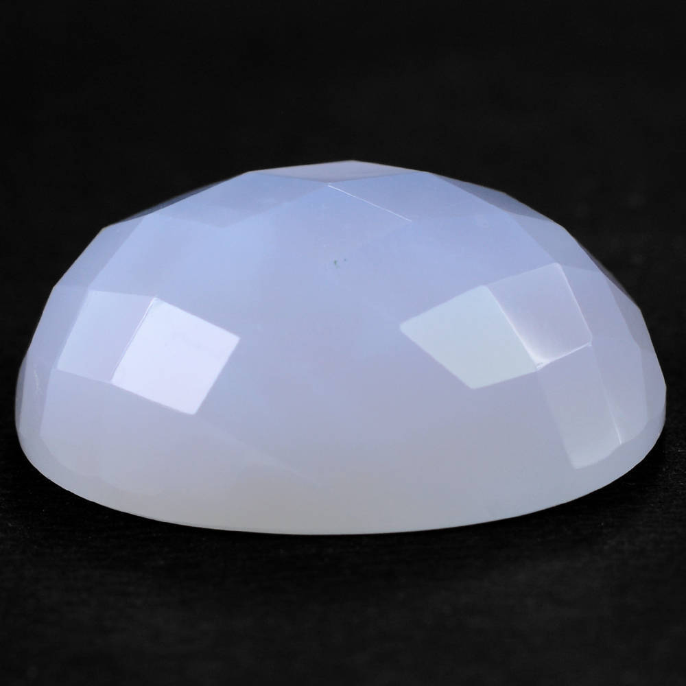 NATURAL CHALCEDONY CHECKER CUT OVAL CAB 24X19MM 28.30 Cts.