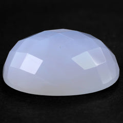 NATURAL CHALCEDONY CHECKER CUT OVAL CAB 24X19MM 28.30 Cts.