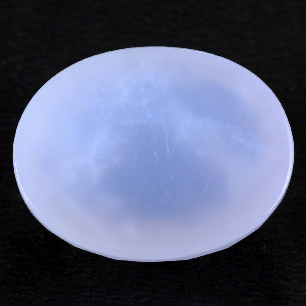 NATURAL CHALCEDONY CHECKER CUT OVAL CAB 24X19MM 28.30 Cts.