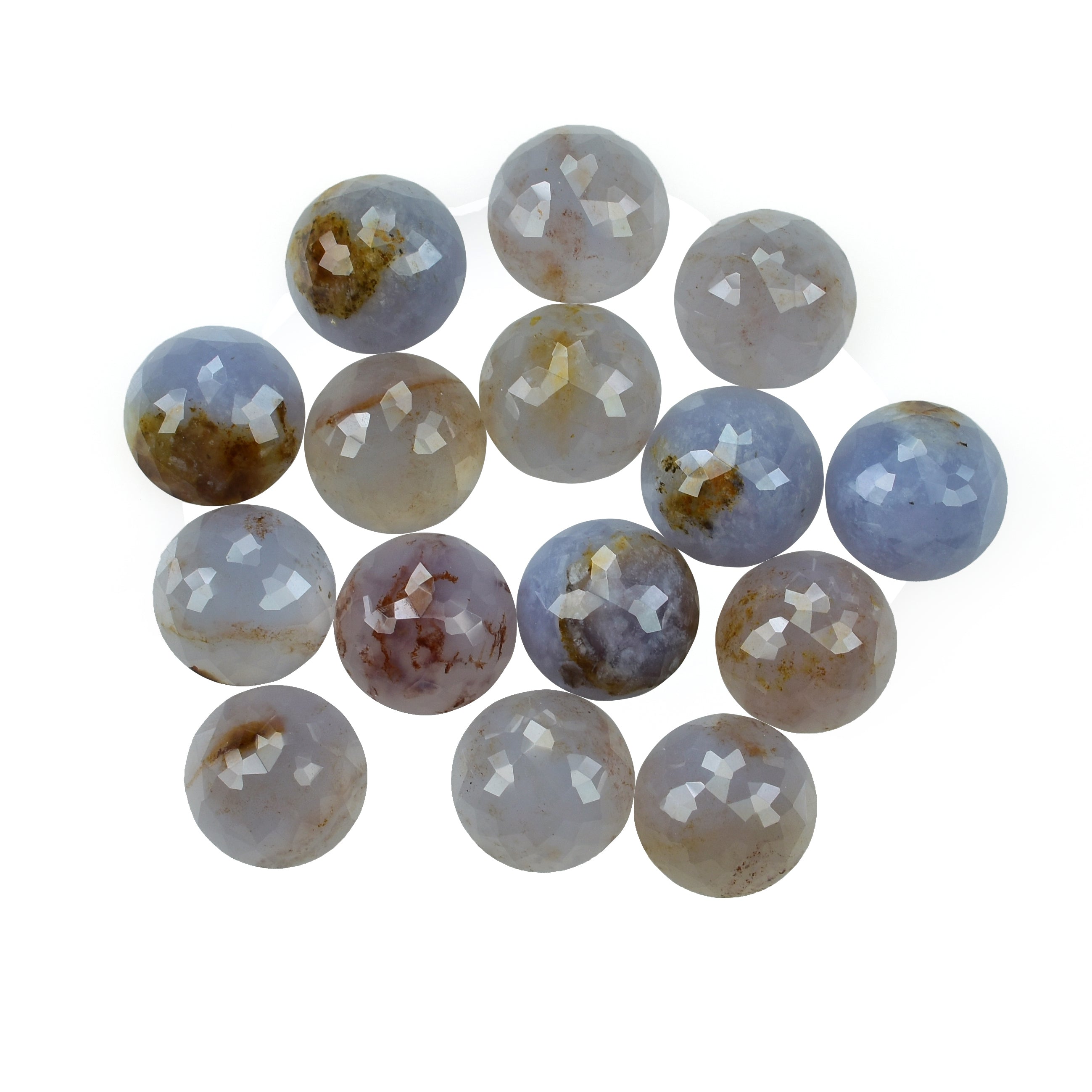 CHALCEDONY PARIABA (BLUE GREEN)(OPAQUE) LOTUS ROUND CAB 10.00X10.00 MM 3.33 CTS