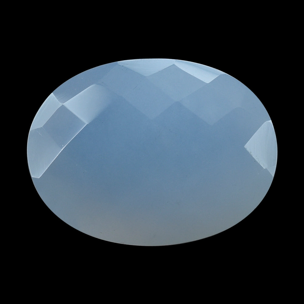 NATURAL CHALCEDONY CHECKER CUT OVAL 20X15MM 15.68 Cts.