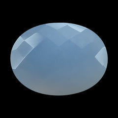 NATURAL CHALCEDONY CHECKER CUT OVAL 20X15MM 15.68 Cts.