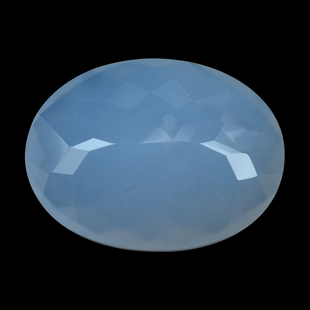 NATURAL CHALCEDONY CHECKER CUT OVAL 20X15MM 15.68 Cts.
