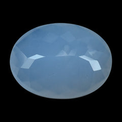 NATURAL CHALCEDONY CHECKER CUT OVAL 20X15MM 15.68 Cts.