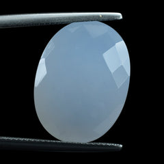 NATURAL CHALCEDONY CHECKER CUT OVAL 20X15MM 15.68 Cts.