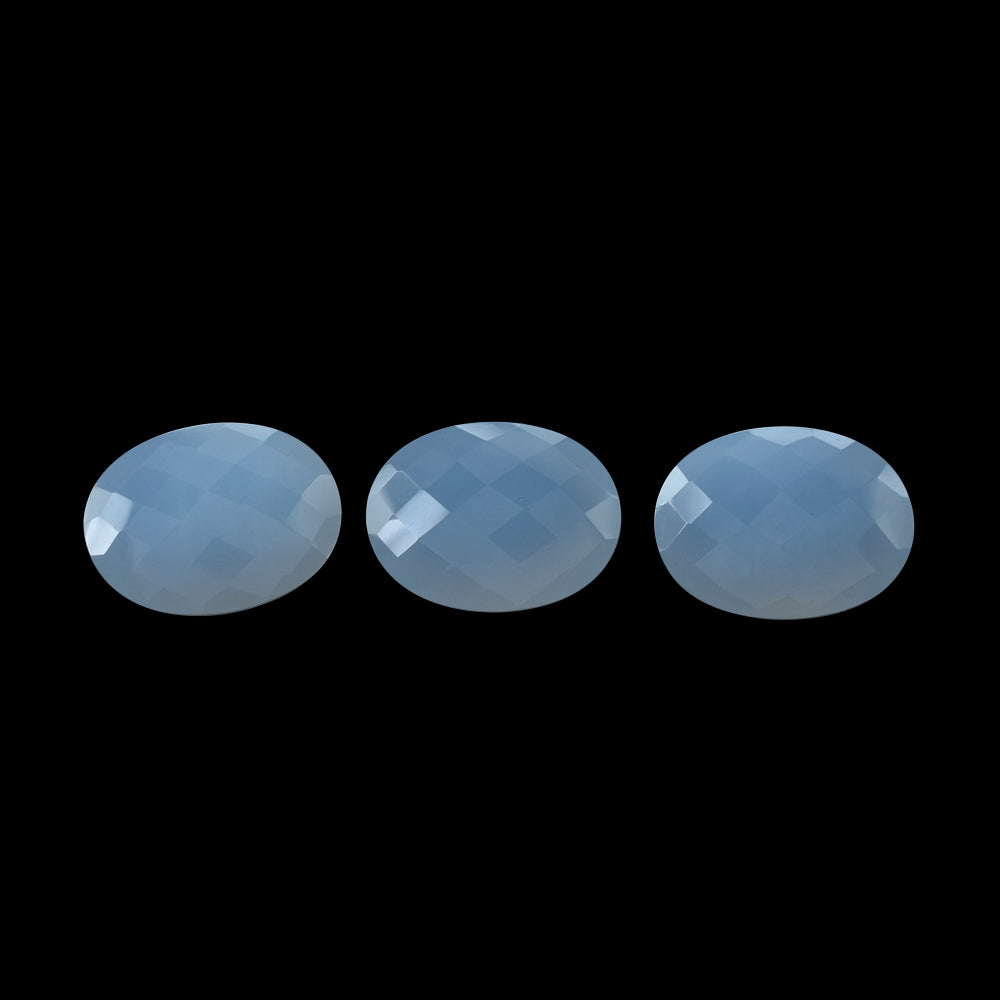 NATURAL CHALCEDONY CHECKER CUT OVAL 20X15MM 15.68 Cts.