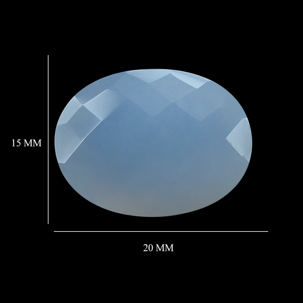 NATURAL CHALCEDONY CHECKER CUT OVAL 20X15MM 15.68 Cts.