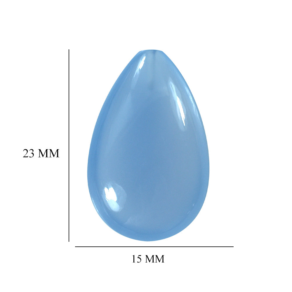 NATURAL CHALCEDONY LENTIL PEAR (HALF DRILL) 23X15MM 16.16 Cts.