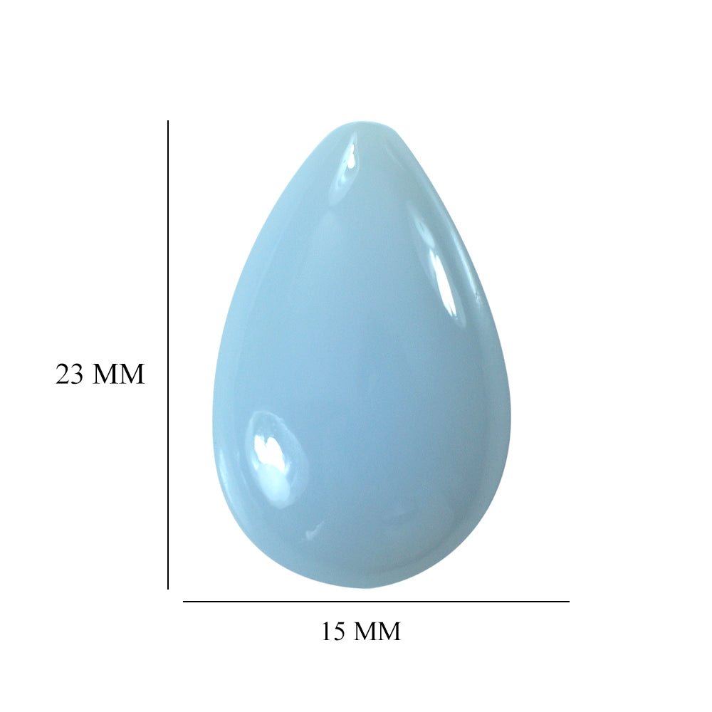 NATURAL CHALCEDONY LENTIL PEAR (HALF DRILL) 23X15MM 16.30 Cts.