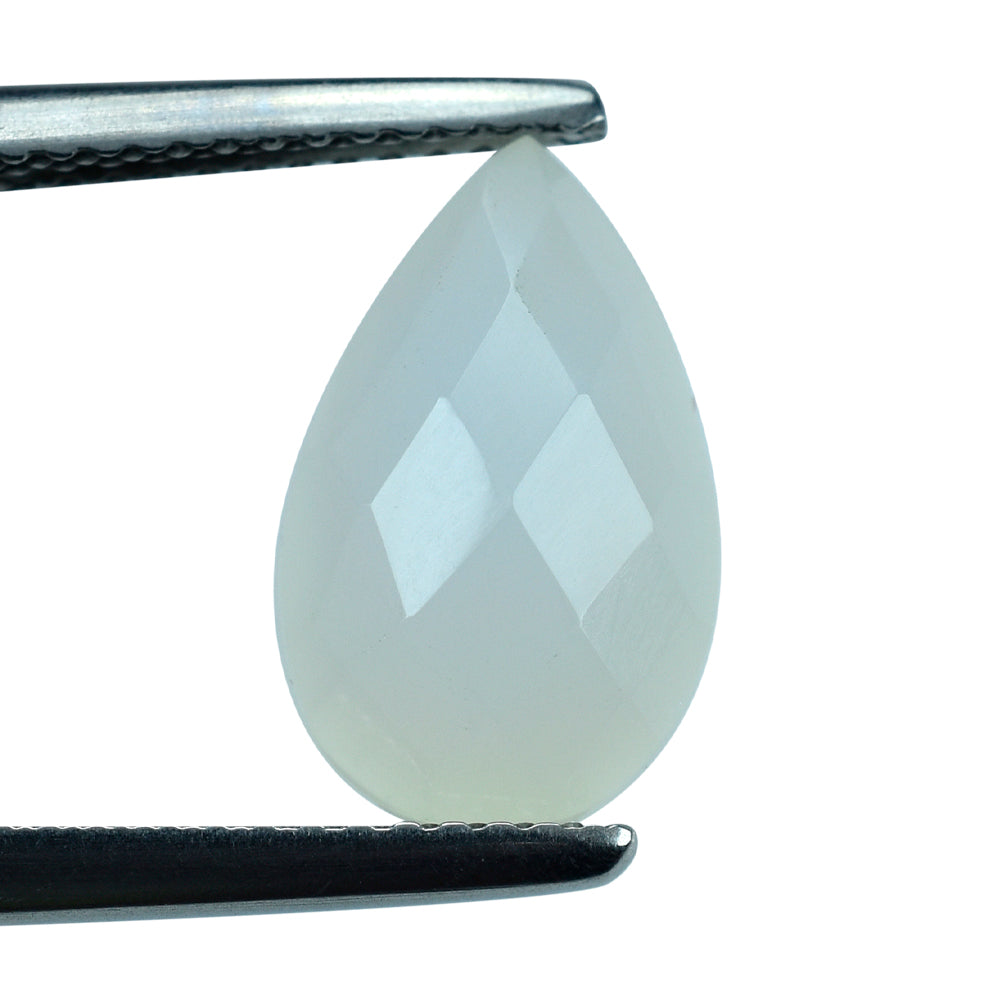 NATURAL CHALCEDONY CHECKER PEAR CAB 13X8MM 2.45 Cts.