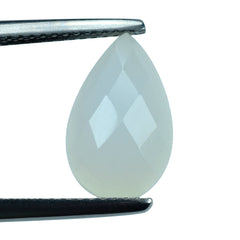 NATURAL CHALCEDONY CHECKER PEAR CAB 13X8MM 2.45 Cts.