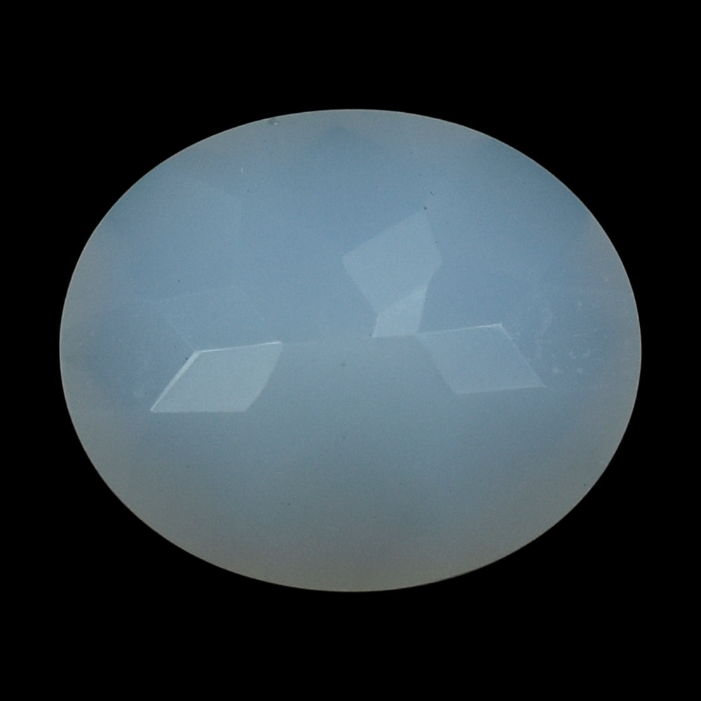 NATURAL CHALCEDONY CHECKER CUT OVAL 12X10MM 3.92 Cts.