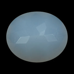 NATURAL CHALCEDONY CHECKER CUT OVAL 12X10MM 3.92 Cts.