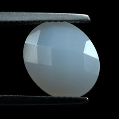 NATURAL CHALCEDONY CHECKER CUT OVAL 12X10MM 3.92 Cts.