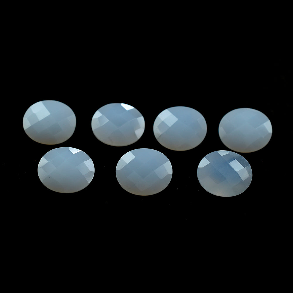 NATURAL CHALCEDONY CHECKER CUT OVAL 12X10MM 3.92 Cts.
