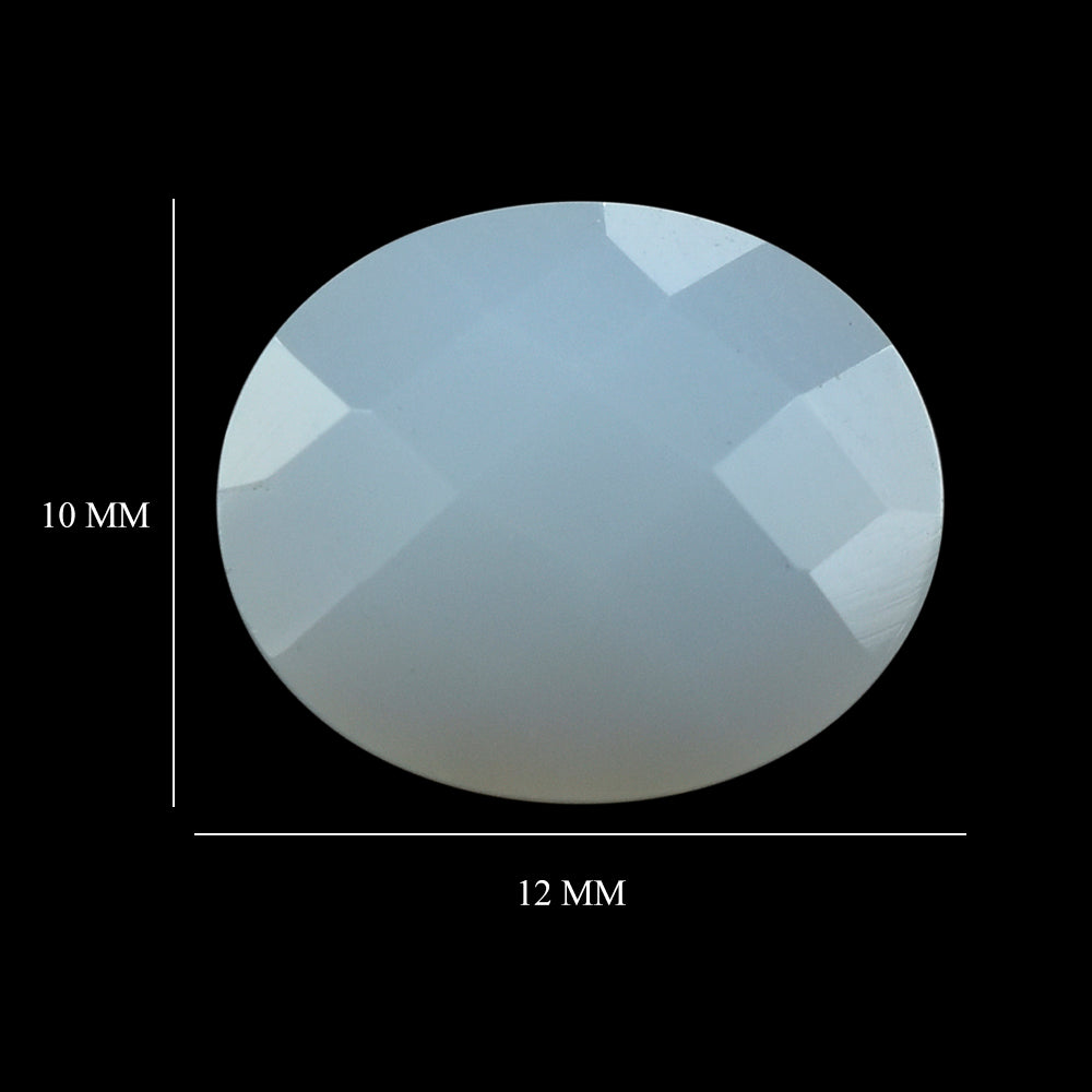 NATURAL CHALCEDONY CHECKER CUT OVAL 12X10MM 3.92 Cts.