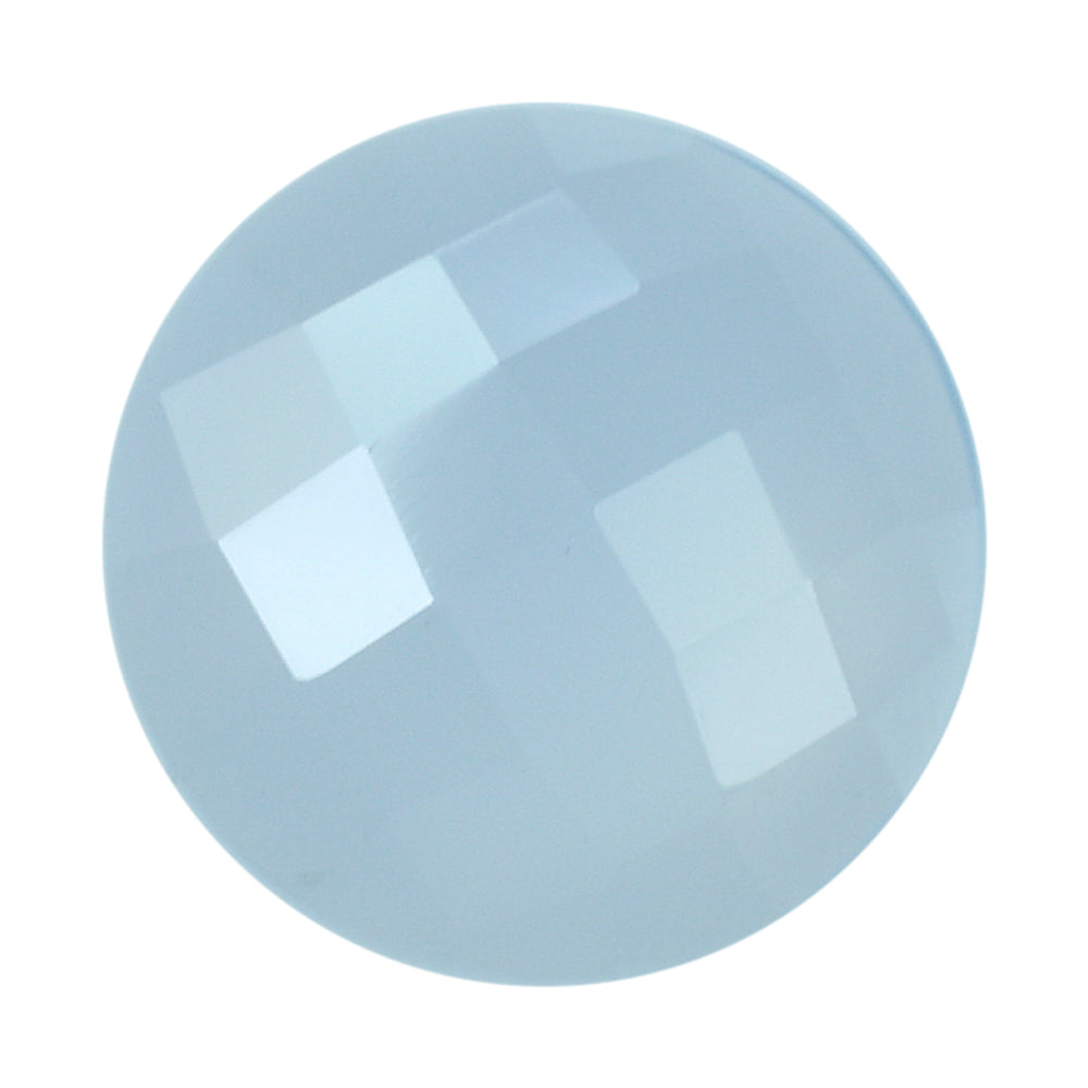NATURAL CHALCEDONY CHECKER ROUND CAB 13MM 5.18 Cts.