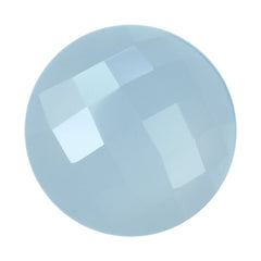 NATURAL CHALCEDONY CHECKER ROUND CAB 13MM 5.18 Cts.