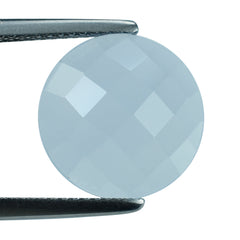 NATURAL CHALCEDONY CHECKER ROUND CAB 13MM 5.18 Cts.