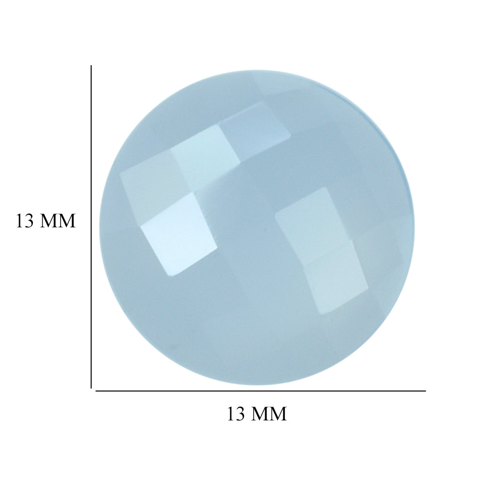 NATURAL CHALCEDONY CHECKER ROUND CAB 13MM 5.18 Cts.
