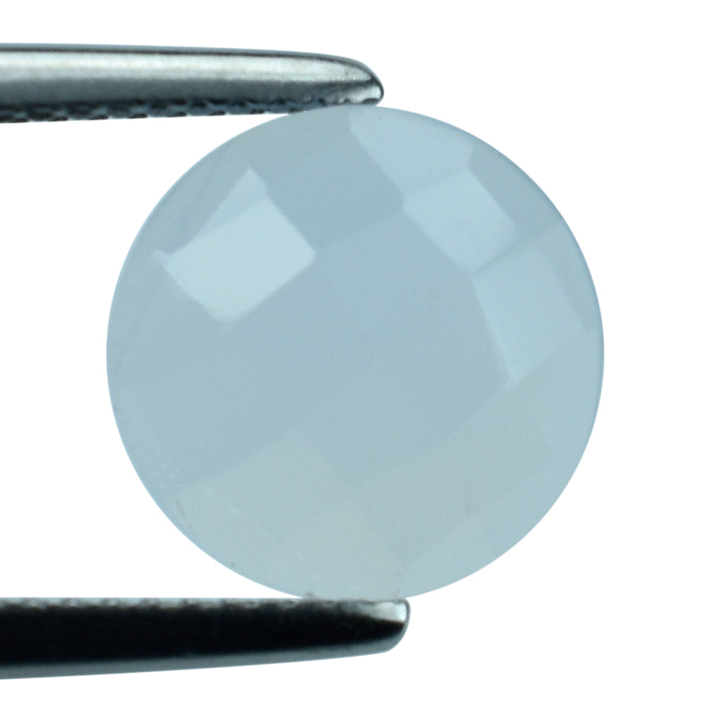 NATURAL CHALCEDONY CHECKER ROUND CAB 10.50MM 2.80 Cts.